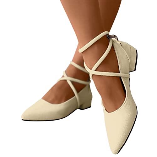 ticticlily Balerinaschuhe Damen Schuhe Bequeme Pumps Flache Schuhe Zum Abendkleid Elegant Für Hochzeit Sandalen Sommer Ballerinas Slip-On Sandalen B Aprikose 40 EU von ticticlily