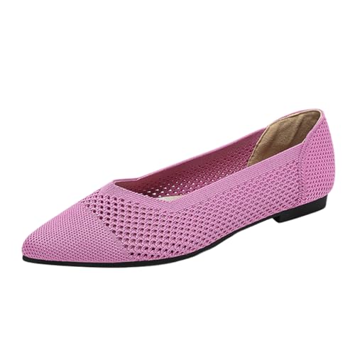 ticticlily Ballerina Damen Bequem Flache Spitze Zehe Strick Kleid Schuhe Slip On Sommer Walking Flats A Rose Rot 42 EU von ticticlily