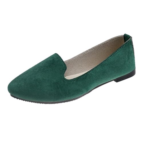 ticticlily Ballerina Damen Elegant Flache Schuhe mit Spitzer Zehenpartie Slip On mit Komfort Innensohle Ballet Flat Klassische Freizeitschuhe Bequeme Weich Leger A Grün 37 EU von ticticlily