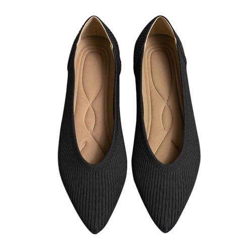 ticticlily Ballerina Schuhe Damen Spitze Zehe Ballett Flach Strickkleid Abendschuhe Komfort Slip On Flats Schuhe D Schwarz 41 EU von ticticlily