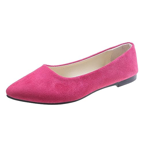 ticticlily Ballerinas Damen Ballet Flat Elegant Flache Schuhe Weiches Bequeme Ballerinas Frauen Flat Schuhe Klassische Einfarbig Ballerinas Geschlossene Ballerinas mit Komfort Innensohle A Rose Rot 39 von ticticlily