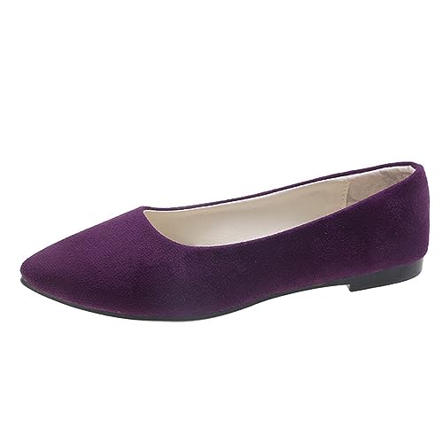 ticticlily Ballerinas Damen Ballet Flat Elegant Flache Schuhe Weiches Bequeme Ballerinas Frauen Flats Schuhe Klassisch Ballerinas Geschlossene Ballerinas mit Komfort Innensohle A Dunkelviolett 39 von ticticlily