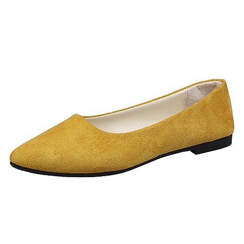 ticticlily Ballerinas Damen Ballet Flat Elegant Flache Schuhe Weiches Bequeme Ballerinas Frauen Flats Schuhe Klassische Einfarbig Ballerinas Geschlossene Ballerinas mit Komfort Innensohle A Gelb 39 von ticticlily