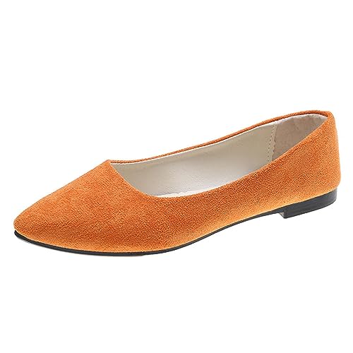 ticticlily Ballerinas Damen Ballet Flat Elegant Flache Schuhe Weiches Bequeme Ballerinas Frauen Flats Schuhe Klassische Einfarbig Ballerinas Geschlossene Ballerinas mit Komfort Innensohle A Orange 39 von ticticlily