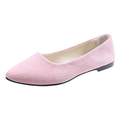 ticticlily Ballerinas Damen Ballet Flat Elegant Flache Schuhe Weiches Bequeme Ballerinas Frauen Flats Schuhe Klassische Einfarbig Geschlossene Ballerinas mit Komfort Innensohle A Hellrosa 39 von ticticlily