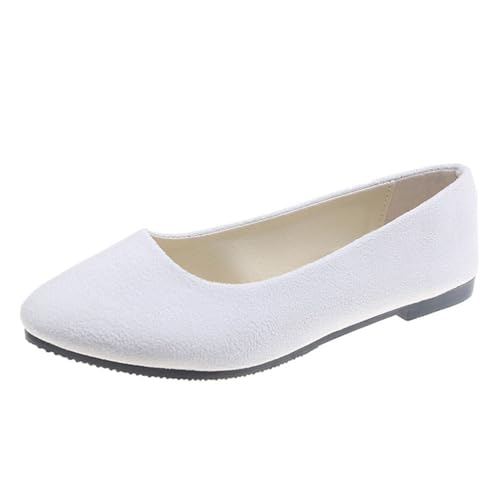 ticticlily Ballerinas Damen Ballet Flat Elegant Flache Schuhe Weiches Bequeme Klassische Einfarbig Geschlossene Ballerinas mit Komfort Innensohle A Weiß 40 EU von ticticlily