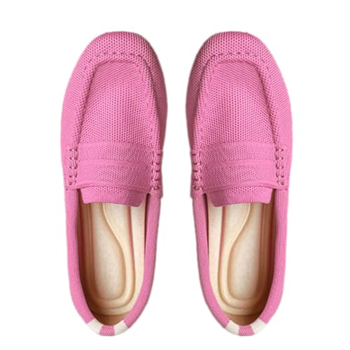 ticticlily Ballerinas Damen Frauen Ballett Slip On Flache Schuhe Strickkleid Schuhe Runde Zehe Low Wedge Ballerina Walking Loafers Mesh Schuhe für Frau Casual Komfort A Rosa 43 EU von ticticlily