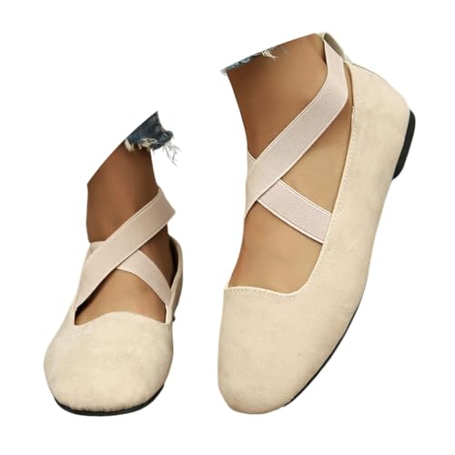 ticticlily Ballerinas Damen Riemchenballerina Elegant Flats Schuhe Runde Zehe E Beige 36 EU von ticticlily