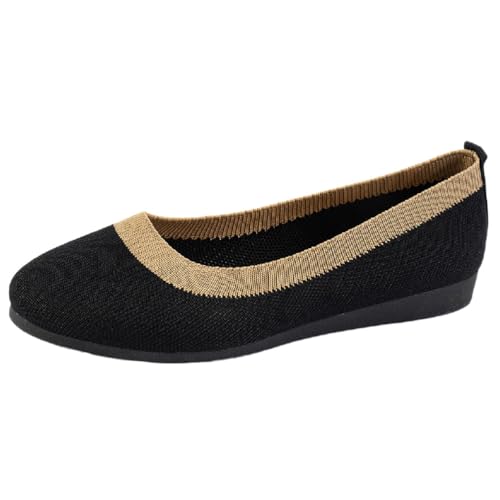 ticticlily Ballerinas Damen Slip On Knit Kleid Schuhe Pumps Ballerina Schuhe Runde Zehe Frauen Flach A Schwarz 43 EU von ticticlily