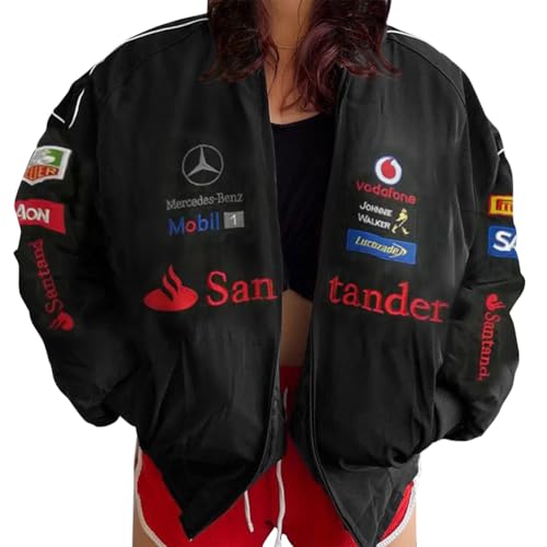 ticticlily Bomberjacke Damen College Baseball Jacke Übergangsjacke Oversized Patchwork Bedruckte Y2K Vintage Racing Langarm Regenjacke Sport Jacken Unisex Sweatjacke Uniform von ticticlily