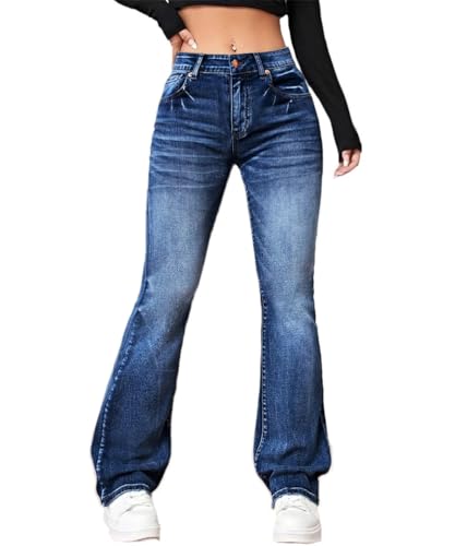 ticticlily Bootcut Jeans Damen Schlaghose Stretch Skinny Denim Hose Freizeithose 90er E-Girl Y2K Hip Hop Gewaschene Flared Outdoorhose A Dunkelblau S ticticlily Bootcut Jeans Damen Schlaghose Stretch Skinny Denim Hose Freizeithose 90er E-Girl Y2K Hip Hop Gewaschene Flared Outdoorhose A Dunkelblau S von ticticlily