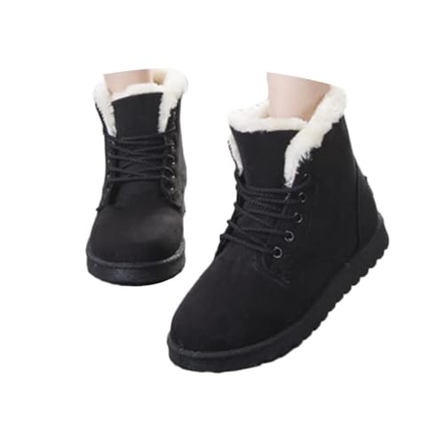 ticticlily Boots Damen Gepolsterte High Top Schneestiefel Winterstiefel Snow Boots Bequeme Flache Schuhe Winterschuhe Warme Wasserdicht Wanderschuhe A Schwarz 41 EU von ticticlily