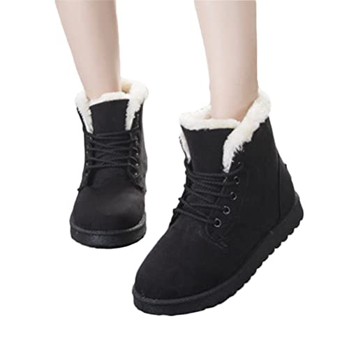 ticticlily Boots Damen Winterstiefel Plateau Mini Winter Boots Bequeme Warm Gefüttert Schneestiefel Wasserdicht Rutschfeste Plattform Stiefel A Schwarz 39 EU von ticticlily