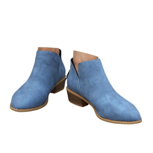 ticticlily Chelsea Boots Damen Stiefeletten Mit Niedrigem Absatz Spitze Und Reißverschluss C Blau 39 EU ticticlily Chelsea Boots Damen Stiefeletten Mit Niedrigem Absatz Spitze Und Reißverschluss C Blau 39 EU von ticticlily