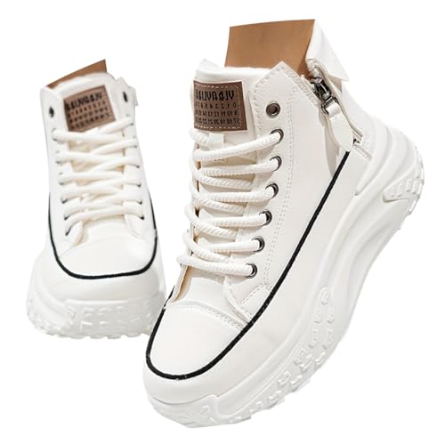 ticticlily Chunky Sneaker Turnschuhe Damen Modische Plateau Schuhe Bequeme Warme Schneestiefel A Weiß 42 EU von ticticlily