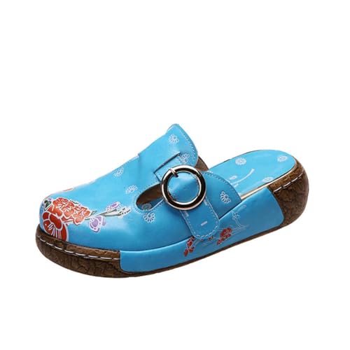 ticticlily Classic Damen Clogs Sommer Hausschuhe Atmungsaktiv Strand Sandalen Schuhe Bequem Plateau Sandalen Outdoor Pantoletten rutschfest Gartenschuhe Blau 37 EU von ticticlily