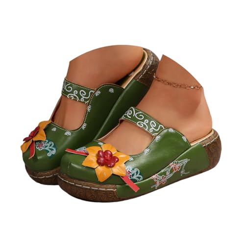 ticticlily Clog Damen Gartenclog Gartenschuhe Pantolette Hausschuh Leicht Blumenmuster B Grün 39 EU von ticticlily