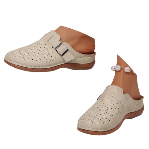 ticticlily Clogs Damen Pantoletten Orthopädische Sandalen Bequeme Gartenschuhe Atmungsaktiv Hausschuhe A Beige 37 EU von ticticlily