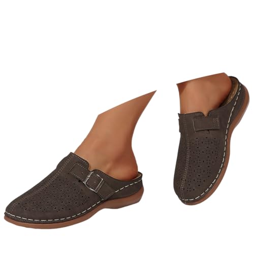ticticlily Clogs Damen Pantoletten Orthopädische Sandalen Bequeme Gartenschuhe Atmungsaktiv Hausschuhe A Braun 37 EU von ticticlily