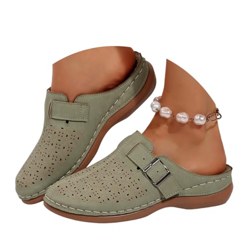 ticticlily Clogs Damen Pantoletten Orthopädische Sandalen Bequeme Gartenschuhe Atmungsaktiv Hausschuhe A Grün 39 EU von ticticlily