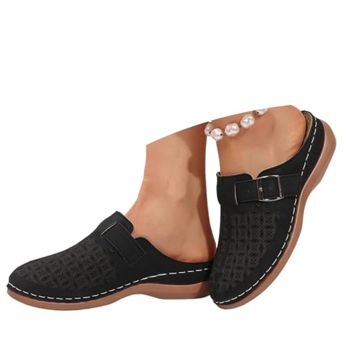 ticticlily Clogs Damen Pantoletten Orthopädische Sandalen Bequeme Gartenschuhe Atmungsaktiv Hausschuhe A Schwarz 43 EU von ticticlily
