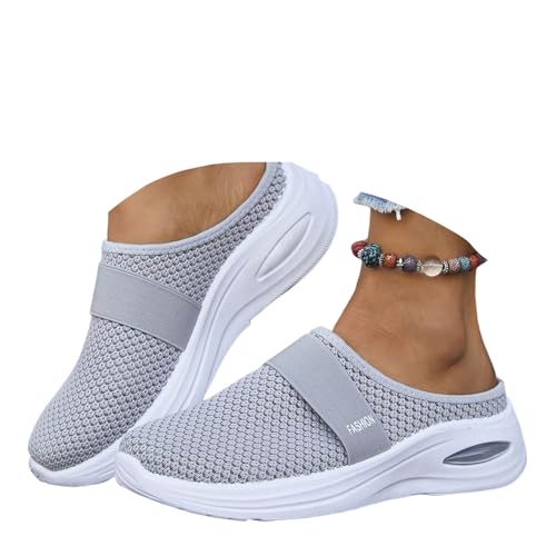 ticticlily Clogs Pantoletten für Damen Hausschuhe Wanderschuhe Mesh Atmungsaktiv Sandals Slip On Outdoor Walkingschuhe B Grau 36 EU von ticticlily