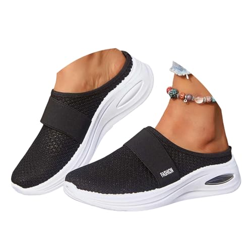 ticticlily Clogs Pantoletten für Damen Hausschuhe Wanderschuhe Mesh Atmungsaktiv Sandals Slip On Outdoor Walkingschuhe B Schwarz 38 EU von ticticlily