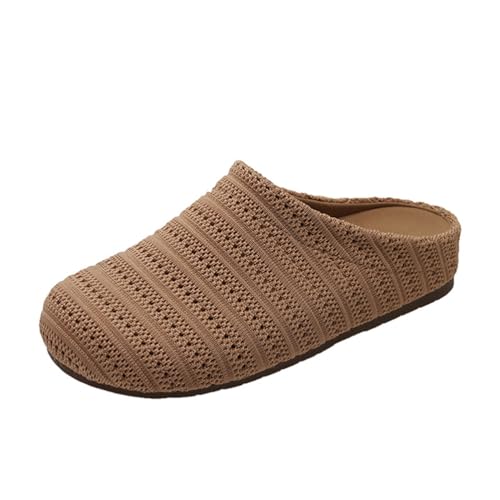 ticticlily Clogs für Damen Mesh Hausschuhe Atmungsaktive Pantoletten rutschfest Gartenschuhe Slip on Mules A Braun 37 EU von ticticlily