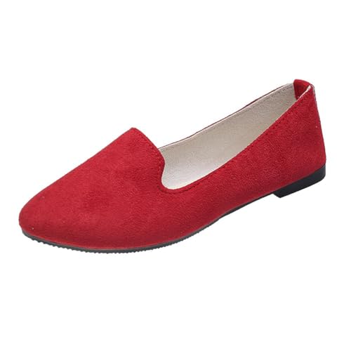 ticticlily Damen Ballerina Bequeme Slip Ons Flach rutschfest Niedriger Absatz Casual Schuhe Stilvolle Ballerina Pumps Schuhe Bequeme Hochzeit Party Schuhe A Rot 39 EU von ticticlily