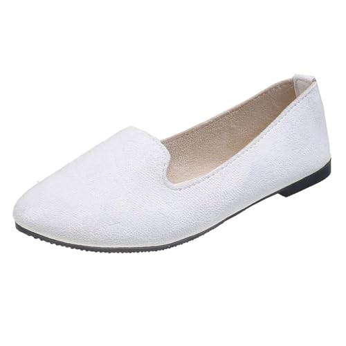 ticticlily Damen Ballerina Bequeme Slip Ons Flach rutschfest Niedriger Absatz Casual Schuhe Stilvolle Ballerina Pumps Schuhe Bequeme Hochzeit Party Schuhe A Weiß 43 EU von ticticlily