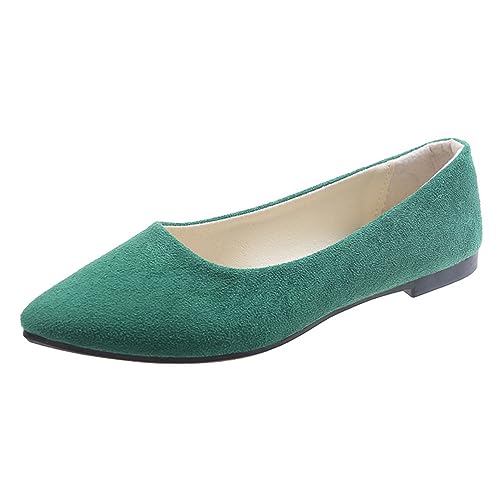 ticticlily Damen Ballerina Bequeme Slip Ons Weite Flach Schuhe für Frau Klassische Weiche Schuhe Ballerinas A Grasgrün 43 von ticticlily