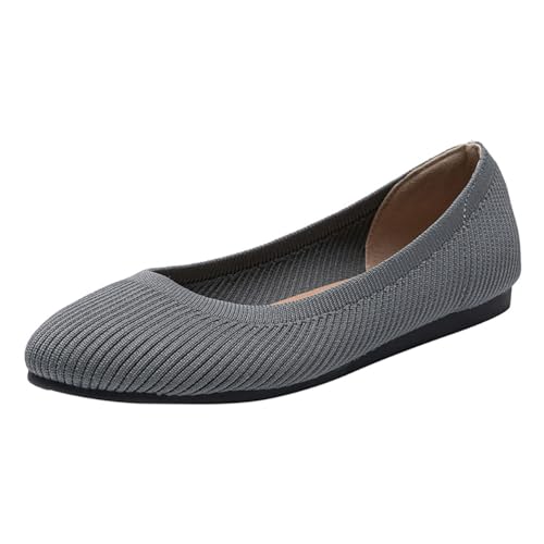 ticticlily Damen Ballerina Flache Schuhe Runde Zehe Slip On Sommerschuhe Bequem Weich A Grau 38 EU von ticticlily