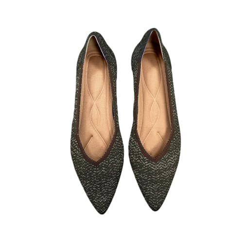 ticticlily Damen Ballerina Flache Schuhe Spitze Zehe Strick Kleid Schuhe Niedriger Keil Slip On Ballerina Flats Schuhe für Frauen Bequem Weich C3 40 EU von ticticlily