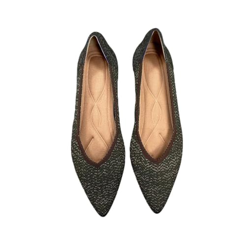 ticticlily Damen Ballerina Flache Schuhe Spitze Zehe Strick Kleid Schuhe Niedriger Keil Slip On Ballerina Walking Flats Schuhe für Frauen Bequem Weich C3 39 EU von ticticlily