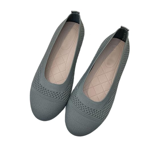 ticticlily Damen Ballerina Pumps Schuhe Runde Zehe Stricken Flache Schuhe Komfort Slip On Walking Kleid Schuhe für Frauen Weich A Grün 38 EU von ticticlily