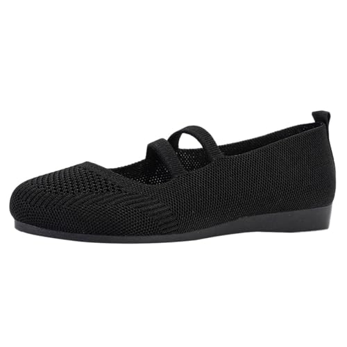 ticticlily Damen Ballerinas Bequem Elegant Flache Schuhe Mädchen Runde Zehe Freizeitschuhe Leichtgewicht Ballettschuhe Classic ​Loafers Mokassins A Schwarz 41 EU von ticticlily