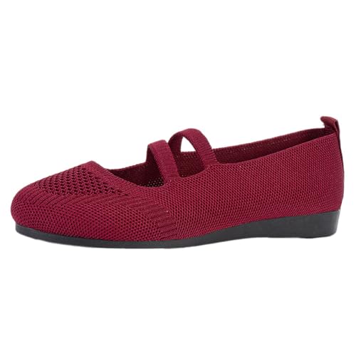 ticticlily Damen Ballerinas Elegant Flache Schuhe rutschfest Arbeitsschuhe Einzelschuhe Leicht Bequem Plateauschuhe A Rot 38 EU von ticticlily