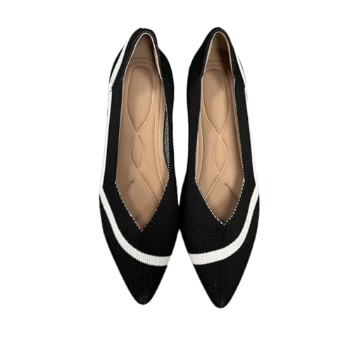 ticticlily Damen Ballerinas Frauen Flats Slip on Pointed Toe Slip On Knit Klassische Dress Shoes B Schwarz 38 EU von ticticlily