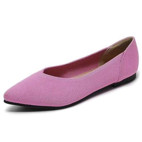 ticticlily Damen Ballerinas Slip On Frauen Flats Slip on Pointed Toe Knit Klassische Dress Shoes A Rosa 41 EU von ticticlily