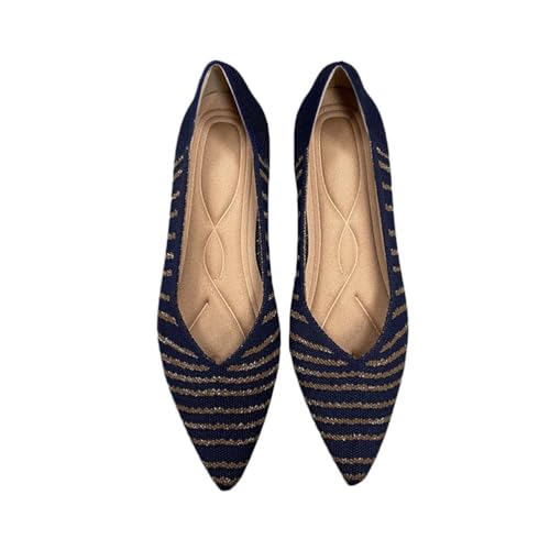 ticticlily Damen Ballerinas Slip On Frauen Flats Slip on Pointed Toe Knit Klassische Dress Shoes C5 43 EU von ticticlily