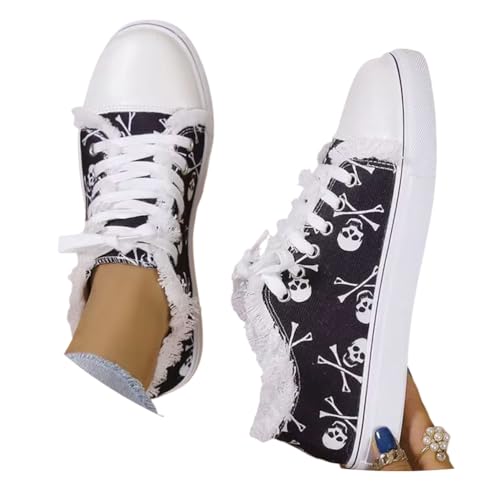 ticticlily Damen Canvas Schuhe Sneaker Low Top Turnschuh Textil A Schwarz 37 EU von ticticlily