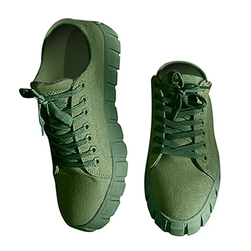 ticticlily Damen Canvas Sneakers Turnschuh Low Top Flache Schuhe Schnürschuhe Turnschuhe Atmungsaktive Sommer Schuhe A Grün 39 EU von ticticlily