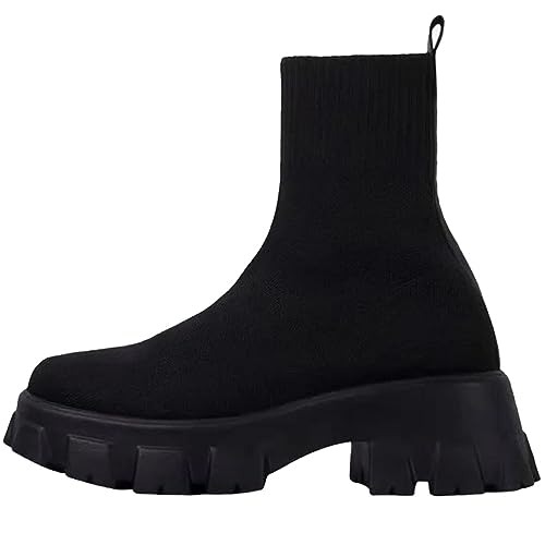 ticticlily Damen Gestrickte Kurze Stiefel Mode Plateau Socken Schuhe Einfarbig Socken-Stiefeletten Plattform Freizeitstiefel Atmungsaktiv Schlupfstiefel A Schwarz 41 ticticlily Damen Gestrickte Kurze Stiefel Mode Plateau Socken Schuhe Einfarbig Socken-Stiefeletten Plattform Freizeitstiefel Atmungsaktiv Schlupfstiefel A Schwarz 41 von ticticlily