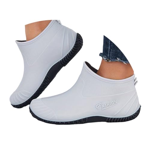 ticticlily Damen Gummistiefel Kurz Wasserdicht Gummistiefeletten Regenstiefel Kurzschaft Boots Outdoor Gartenschuhe Anti-Rutsch Stiefeletten Damen A Hellblau 40 EU von ticticlily