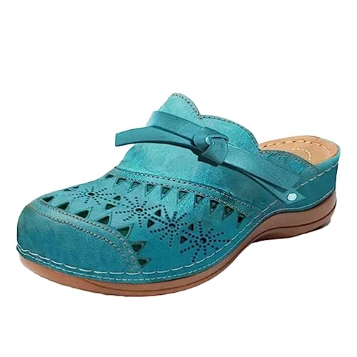 ticticlily Damen Hausschuhe Atmungsaktiv Hausschuhe Sommer Badeschuhe Strand Slippers Flach Sohle Pantoffeln Gartenschuhe A Hellblau 36 von ticticlily