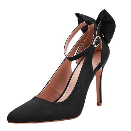 ticticlily Damen Hoher High Stiletto Absatz Heel Geschlossene Spitze Spitz Pumps Knöchelriemen Sandalen Dress Hochzeit Schuhe D Schwarz 43 EU von ticticlily