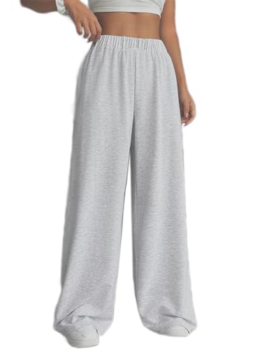 ticticlily Damen Jogginghose Baggy Lang Sporthose Elastische Hohe Taille Weite Breite Bein Hose Trainingshose Sweathose Bequem Casual Loose Joggpants A Hellgrau S von ticticlily