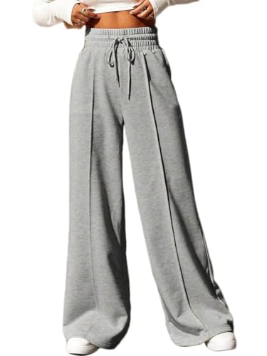 ticticlily Damen Jogginghose Baggy Lang Sporthose Freizeithose Lässige Stretch Gerades Bein Trainingshosen Elastizität Waist mit Kordelzug Wide Leg Sweatpants Sweathose A Grau L ticticlily Damen Jogginghose Baggy Lang Sporthose Freizeithose Lässige Stretch Gerades Bein Trainingshosen Elastizität Waist mit Kordelzug Wide Leg Sweatpants Sweathose A Grau L von ticticlily