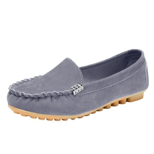 ticticlily Damen Klassisch Wildleder Textil Loafers Gemütlich Flacher Mokassins Slippers Frauen Halbschuhe A Grau 40 EU von ticticlily