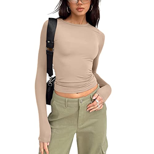 ticticlily Damen Langarmshirt Pullover Basic Oberteile Slim Fit Langarm Shirt Tops Cropped Tops Langarm Shirt B Skiny S von ticticlily